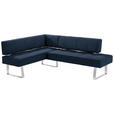 ECKBANK 165/227 cm  in Edelstahlfarben, Dunkelblau  - Edelstahlfarben/Dunkelblau, Design, Textil/Metall (165/227cm) - Moderano