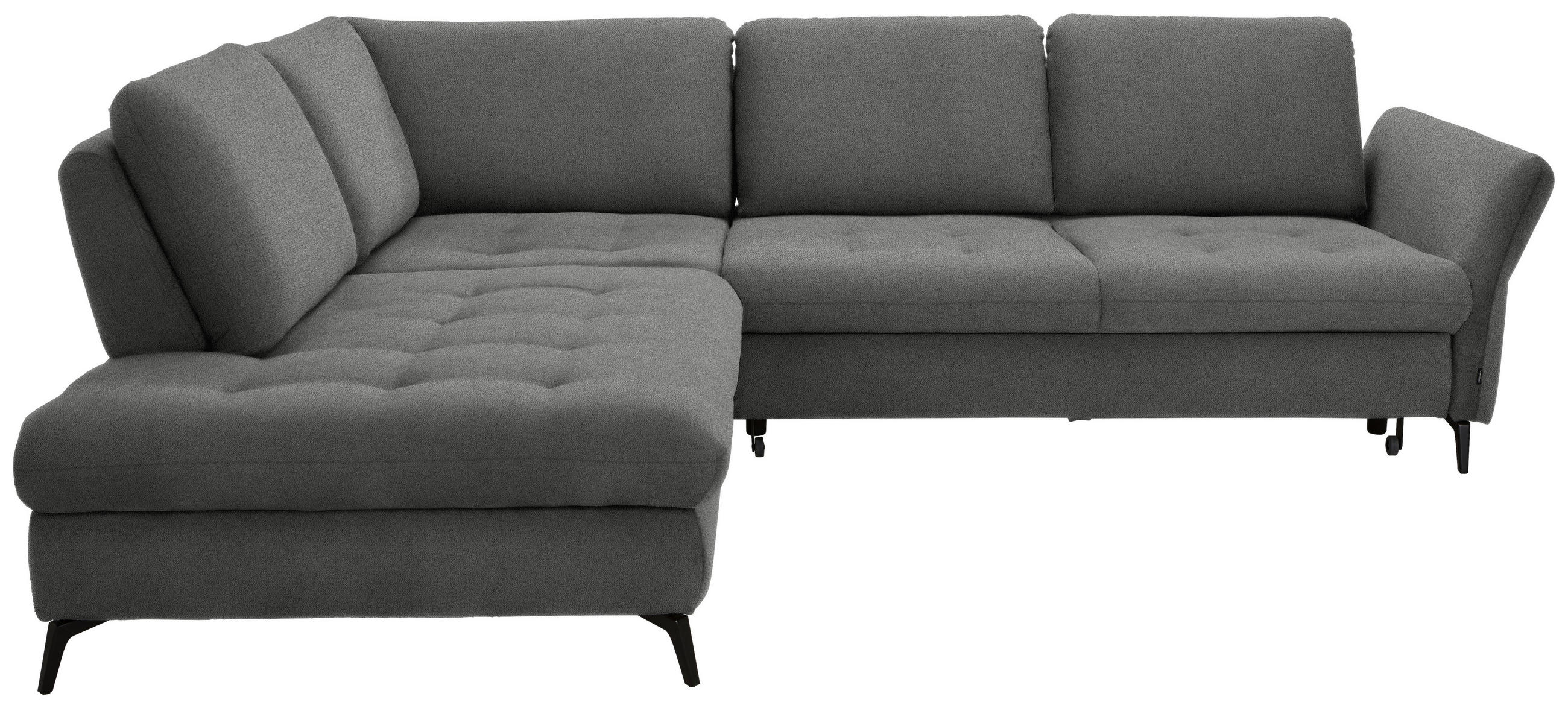 ECKSOFA Grau Flachgewebe  - Schwarz/Grau, Natur, Textil/Metall (233/288cm) - Valnatura