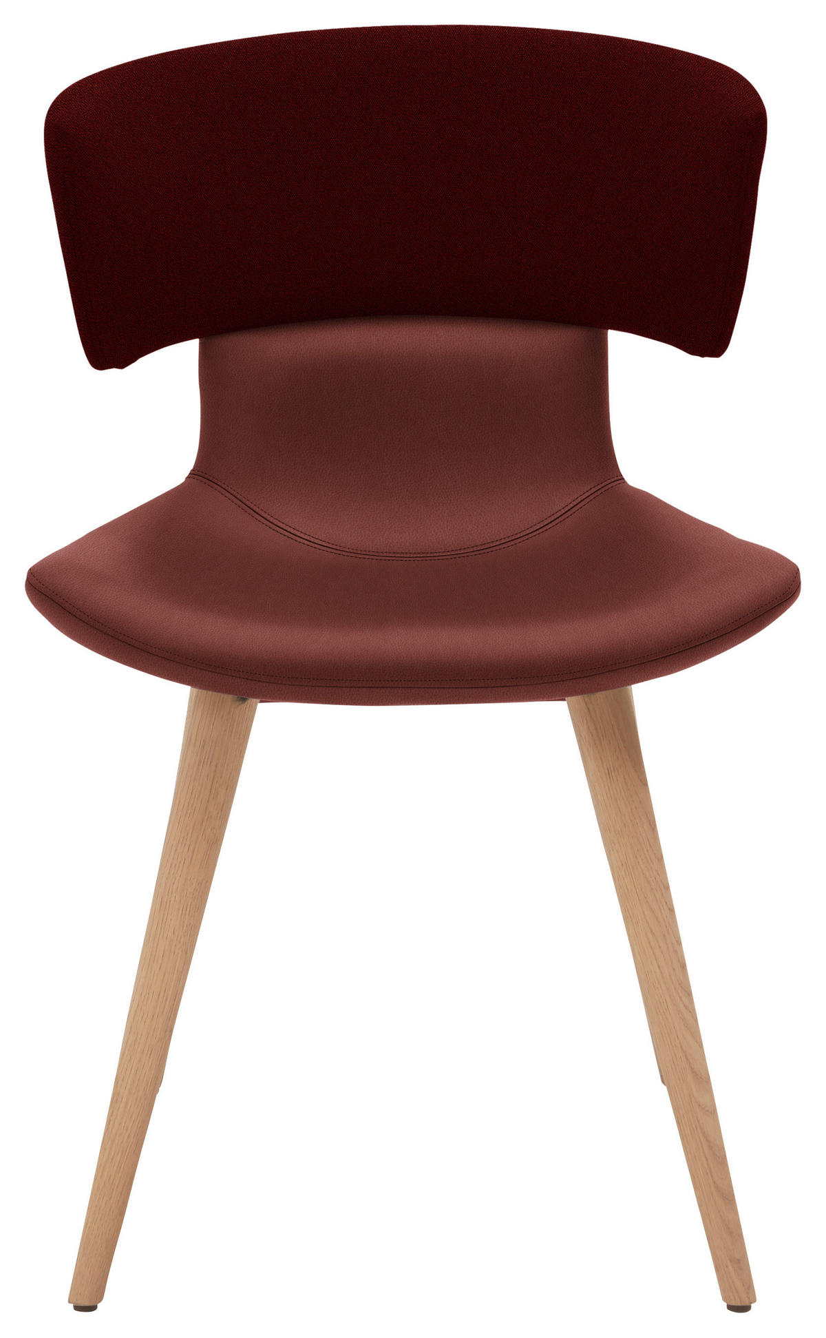 STUHL in Holz, Textil, Leder Rot, Eichefarben  - Eichefarben/Rot, Natur, Leder/Holz (54/82,5/58cm) - Voglauer