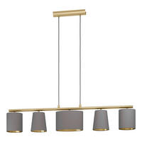 HÄNGELEUCHTE Almeida 2 120/15,5/110 cm  - Messingfarben/Cappuccino, KONVENTIONELL, Textil/Metall (120/15,5/110cm) - Eglo