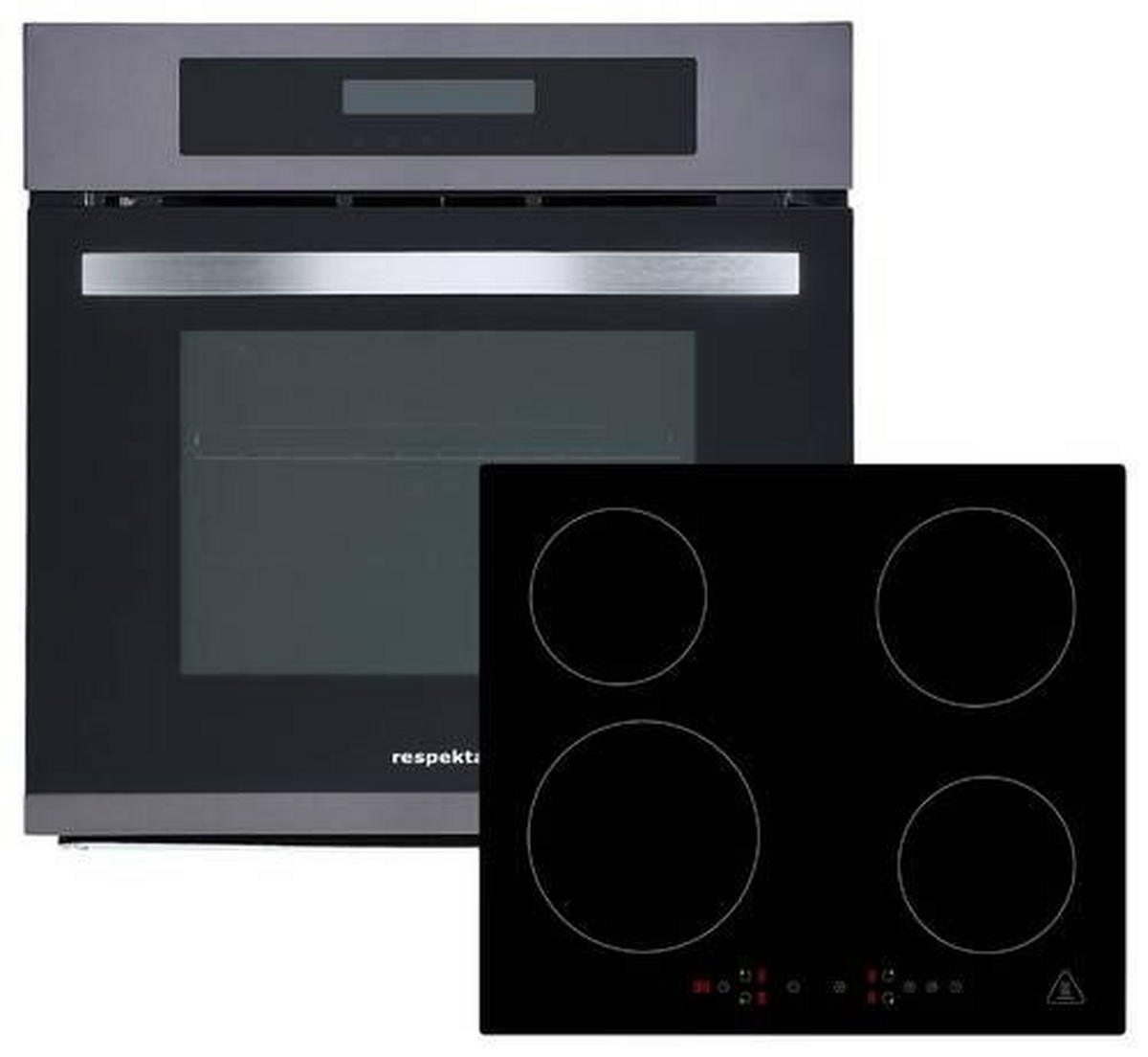 BACKOFENSET DigiSet8BS4295i  - Schwarz, Trend, Glas/Kunststoff (59,5/59,5/57,5cm) - Respekta