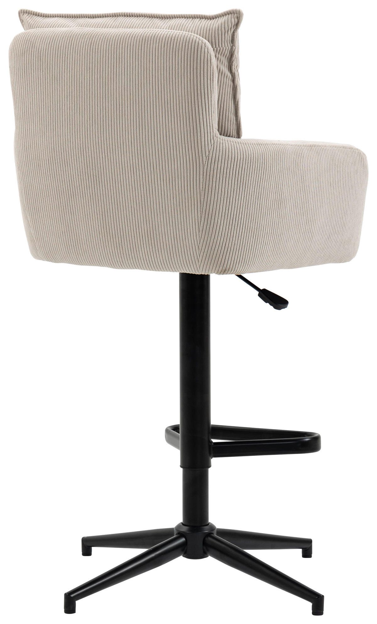 BARHOCKER Cord Beige Eisen Sitzfläche 360° drehbar, Stoffauswahl, inklusive Armlehnen  - Beige/Schwarz, Design, Textil/Metall (54/98-120/58cm) - Novel
