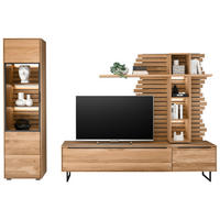 WOHNWAND  in Schwarz, Eichefarben  260/198/40 cm  - Eichefarben/Schwarz, Trend, Glas/Holz (260/198/40cm) - SetOne by Musterring
