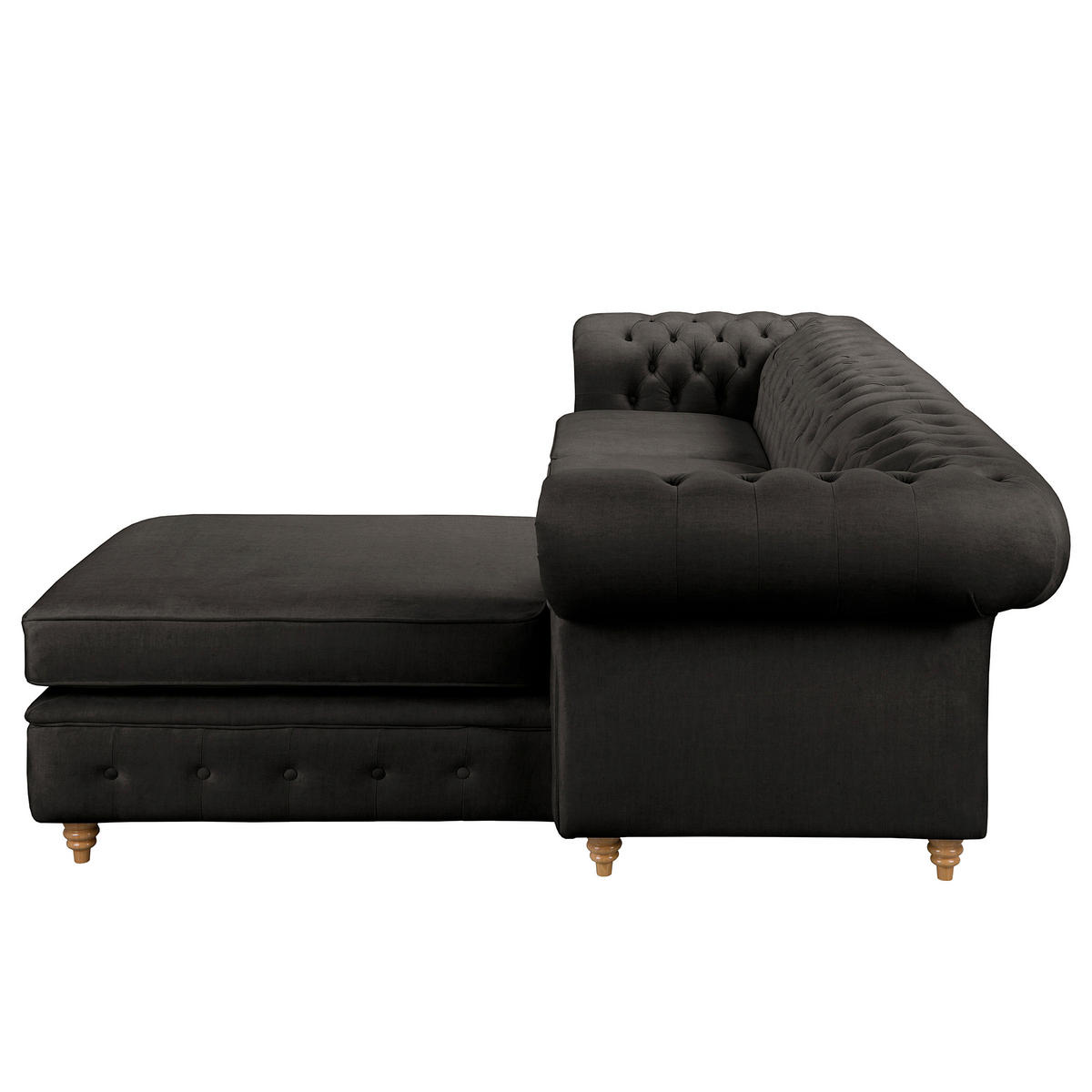 ECKSOFA Laura in Mikrofaser Anthrazit  284/182 cm  - Anthrazit/Braun, Design, Holz/Textil (284/182cm) - P & B