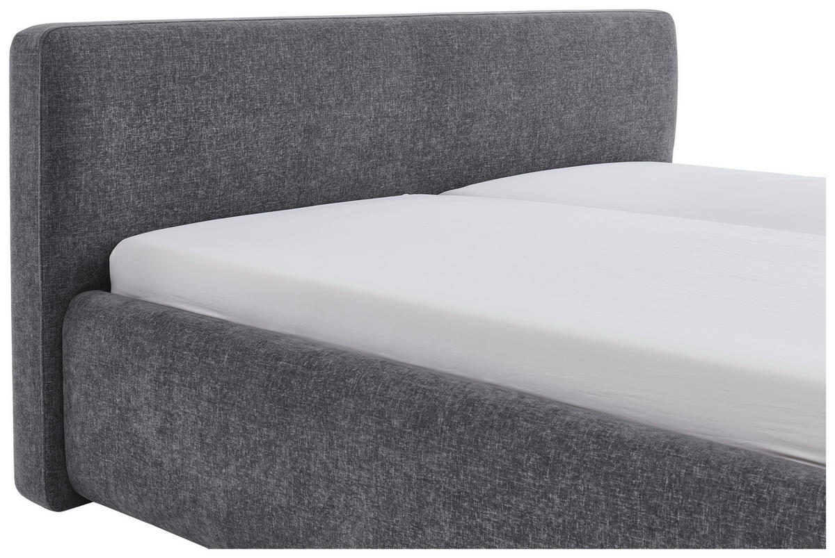 POLSTERBETT 240/200 cm,  in Grau, Bettkasten, Lattenroste,  - Birkefarben/Buchefarben, Design, Holz/Textil (240/200cm) - Xora