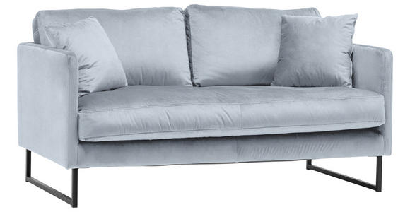 2-SITZER-SOFA in Samt Grau, Silberfarben  - Silberfarben/Schwarz, Design, Textil/Metall (150/78/84cm) - Carryhome