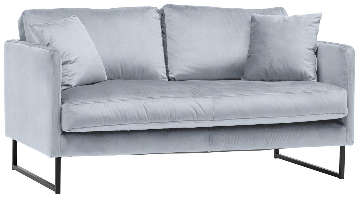 2-SITZER-SOFA Samt Grau, Silberfarben  - Silberfarben/Schwarz, Design, Textil/Metall (150/78/84cm) - Carryhome
