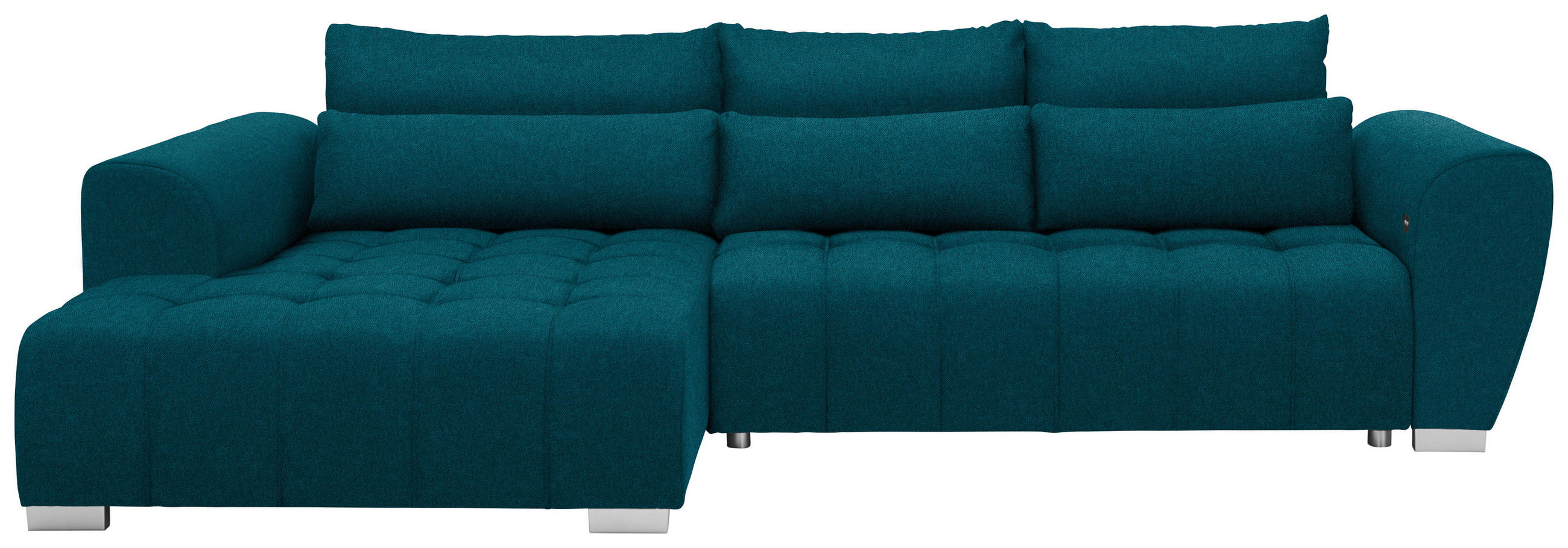 ECKSOFA in Webstoff Petrol  218/304 cm  - Silberfarben/Petrol, MODERN, Kunststoff/Textil (218/304cm) - Carryhome