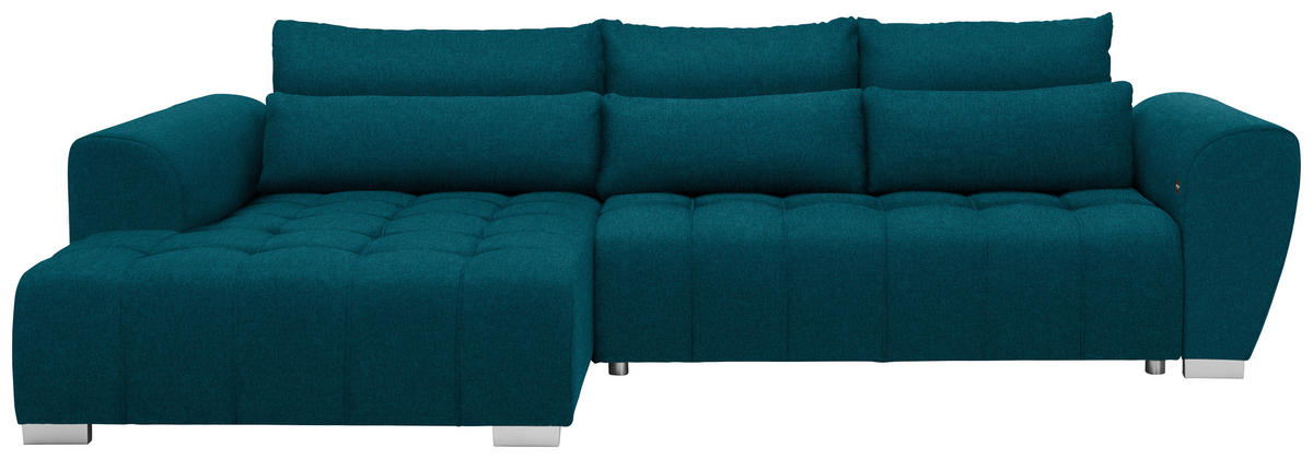 ECKSOFA in Webstoff Petrol  218/304 cm  - Silberfarben/Petrol, MODERN, Kunststoff/Textil (218/304cm) - Carryhome
