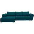 ECKSOFA in Webstoff Petrol 218/304 cm - Silberfarben/Petrol, MODERN, Kunststoff/Textil (218/304cm) - Carryhome
