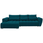 ECKSOFA in Webstoff Petrol  - Silberfarben/Petrol, MODERN, Kunststoff/Textil (218/304cm) - Carryhome