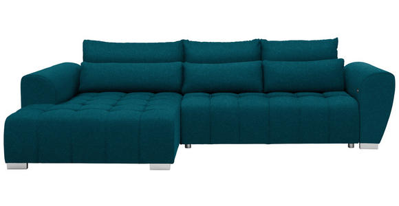 ECKSOFA in Webstoff Petrol 218/304 cm - Silberfarben/Petrol, MODERN, Kunststoff/Textil (218/304cm) - Carryhome