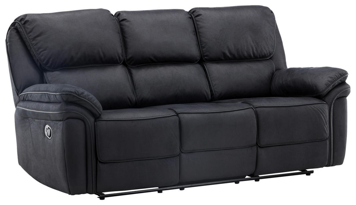 3-SITZER-SOFA in Lederlook (vegan) Schwarz  - Schwarz, Design, Kunststoff/Textil (228/103/99cm) - Livetastic