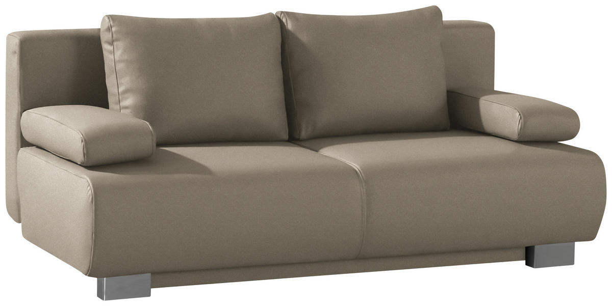 SCHLAFSOFA Rowan in Flachgewebe Cappuccino  - Cappuccino, KONVENTIONELL, Textil/Metall (196/89/94cm) - Novel