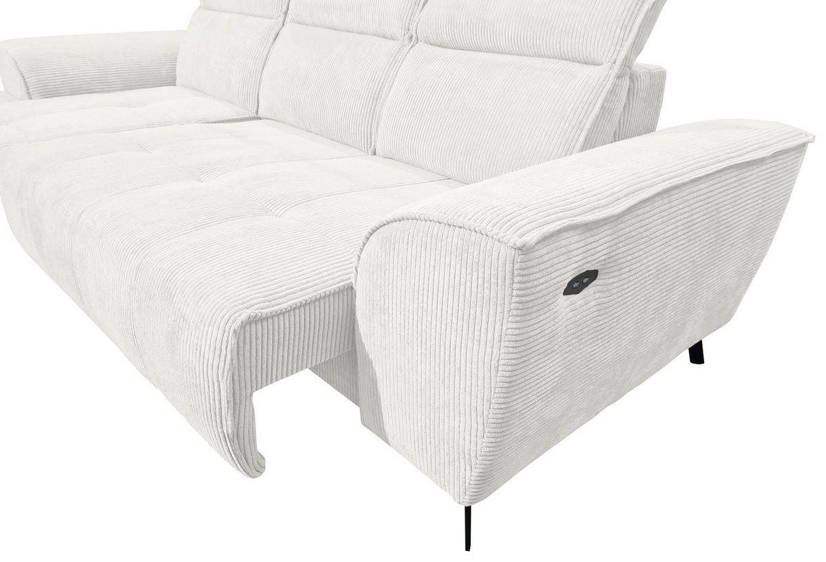 ECKSOFA Creme Cord  - Creme/Schwarz, KONVENTIONELL, Textil/Metall (196/290cm) - Carryhome