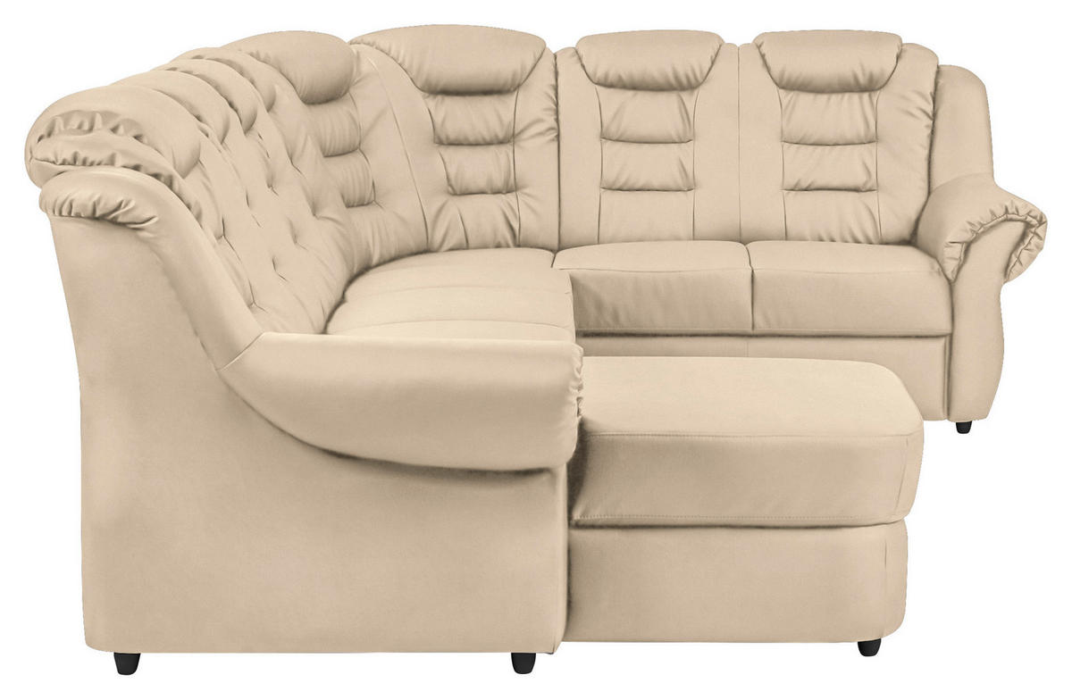 WOHNLANDSCHAFT in Lederlook Beige  - Beige/Schwarz, KONVENTIONELL, Kunststoff/Textil (165/333/216cm) - Livetastic
