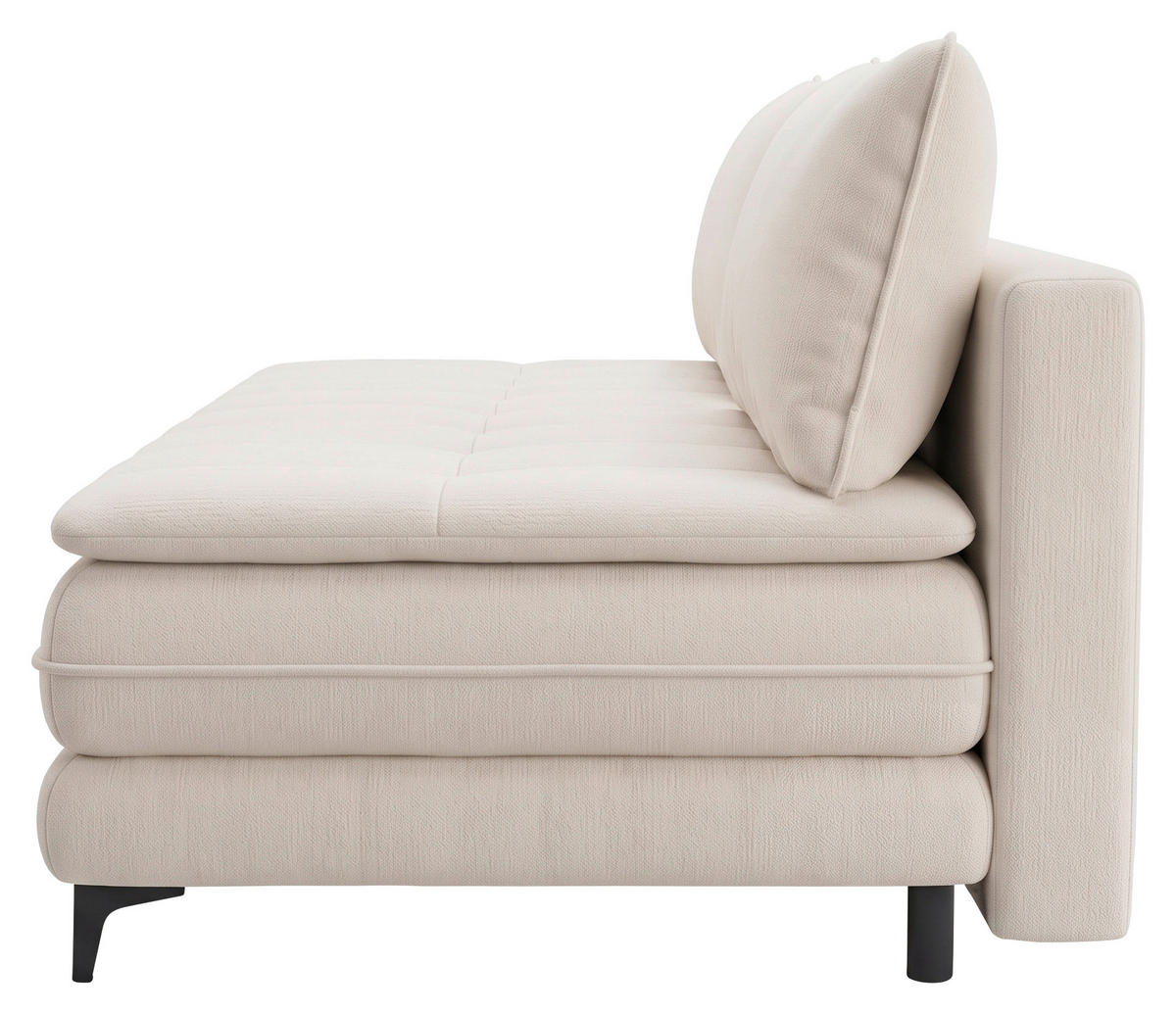 SCHLAFSOFA Chenille Creme  inkl. Bettkasten, Schlaffunktion, Topper  - Creme/Schwarz, Design, Textil/Metall (200/95/92cm) - Stylife