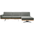 ECKSOFA in Flachgewebe Grau, Grün  - Schwarz/Grau, Natur, Holz/Textil (326/170cm) - Valnatura