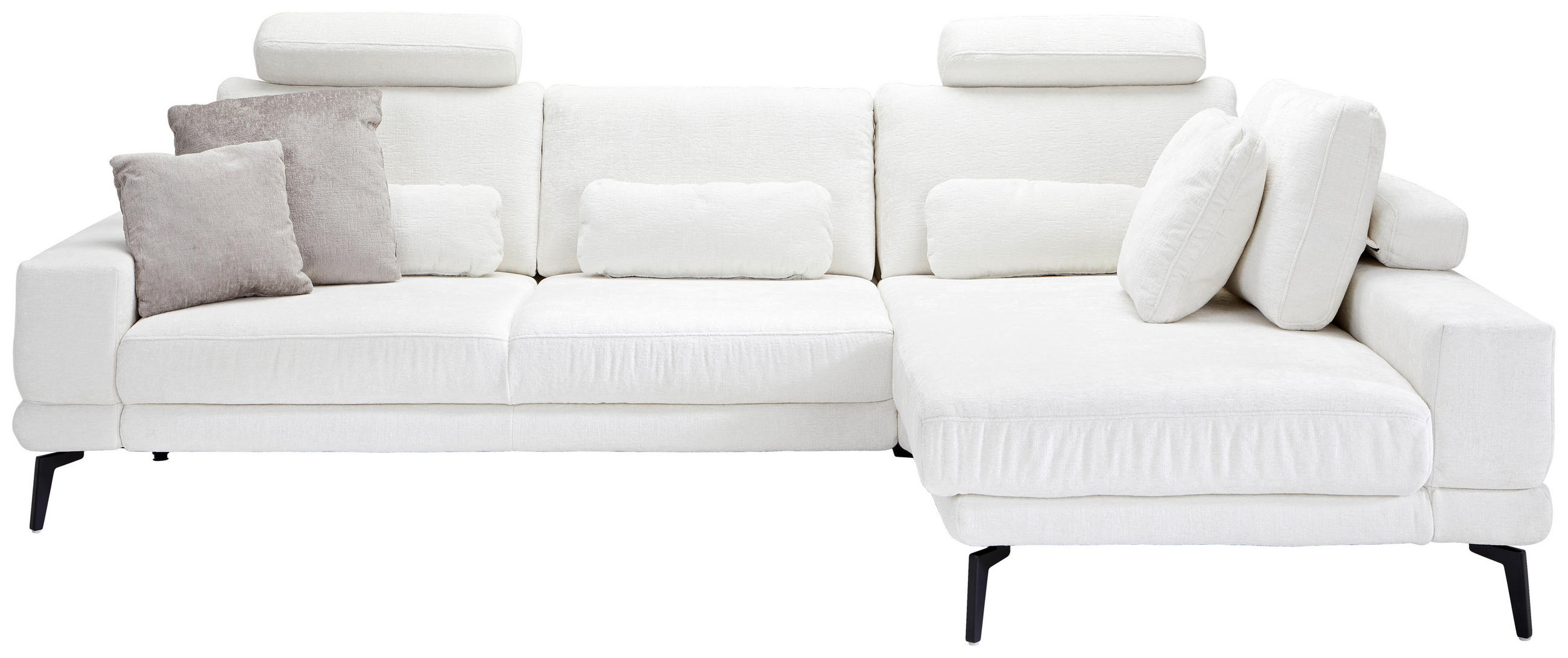 ECKSOFA Naturfarben Chenille  - Schwarz/Naturfarben, KONVENTIONELL, Textil/Metall (294/184cm) - SetOne by Musterring