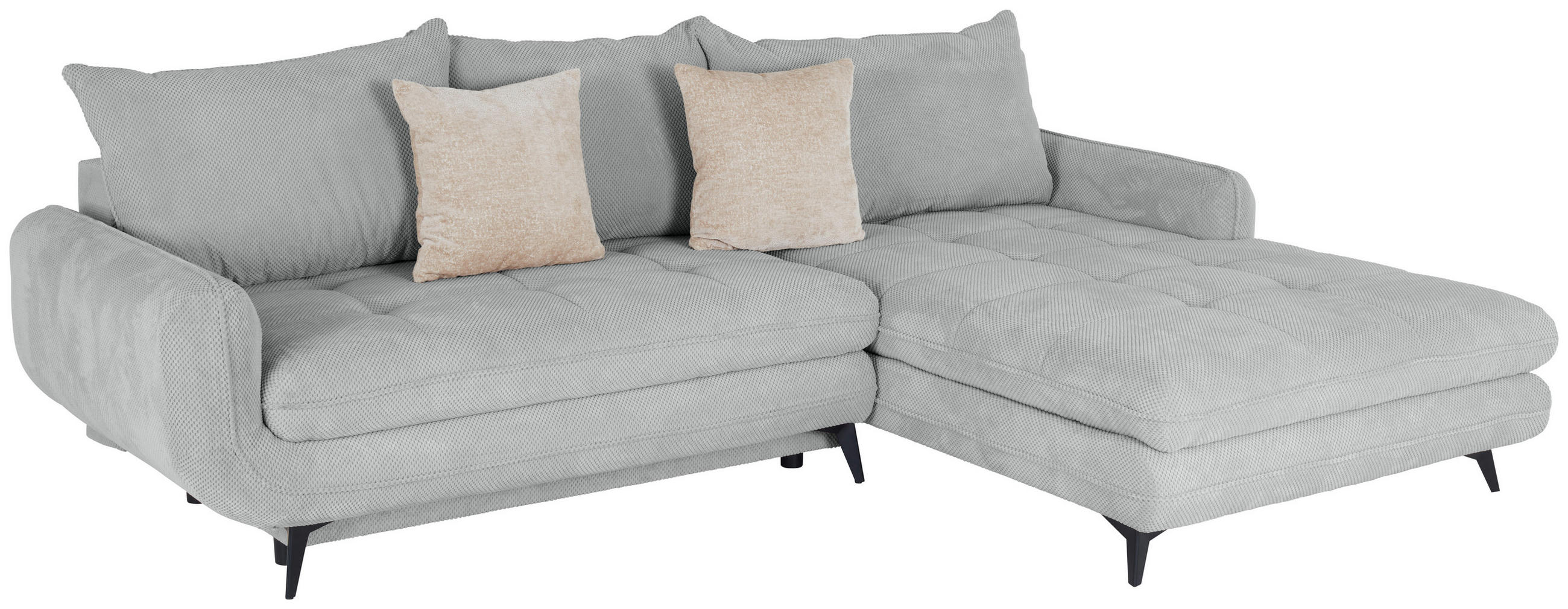 ECKSOFA WAVE Silberfarben Struktur  - Beige/Silberfarben, MODERN, Textil/Metall (266/189cm) - MID.YOU