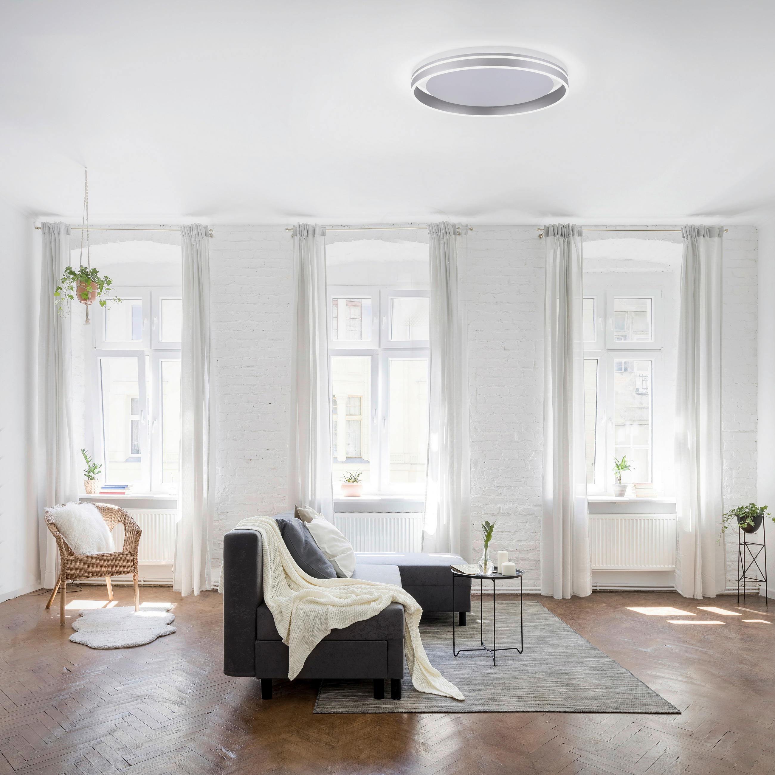 LED-DECKENLEUCHTE  Smart   - Silberfarben, Design, Glas/Kunststoff (59/59cm) - Paul Neuhaus