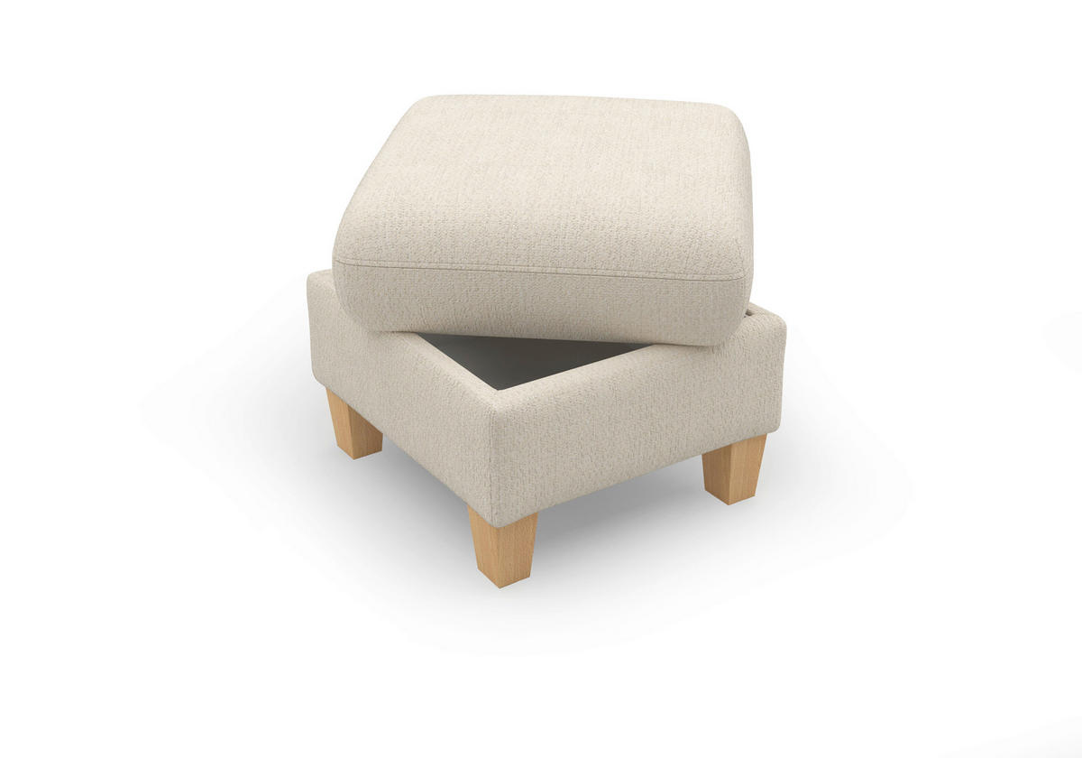 HOCKER GLENDALE E Chenille Sandfarben  - Sandfarben/Eichefarben, KONVENTIONELL, Holz/Textil (58/48/58cm) - Sit & More
