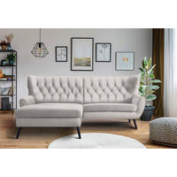 ECKSOFA  in Webstoff Beige  165/237 cm  - Beige/Schwarz, Design, Holz/Textil (165/237cm) - Stylife