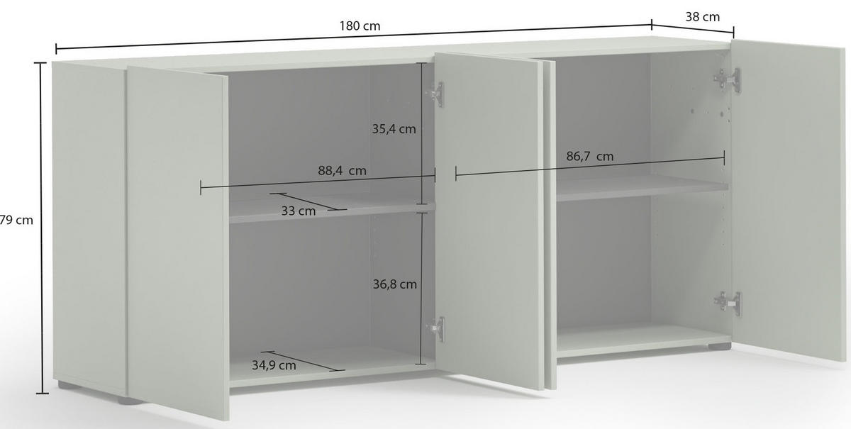 SIDEBOARD 180/79/38 cm  in Grün  - Schwarz/Grün, Design, Holzwerkstoff/Kunststoff (180/79/38cm) - home24