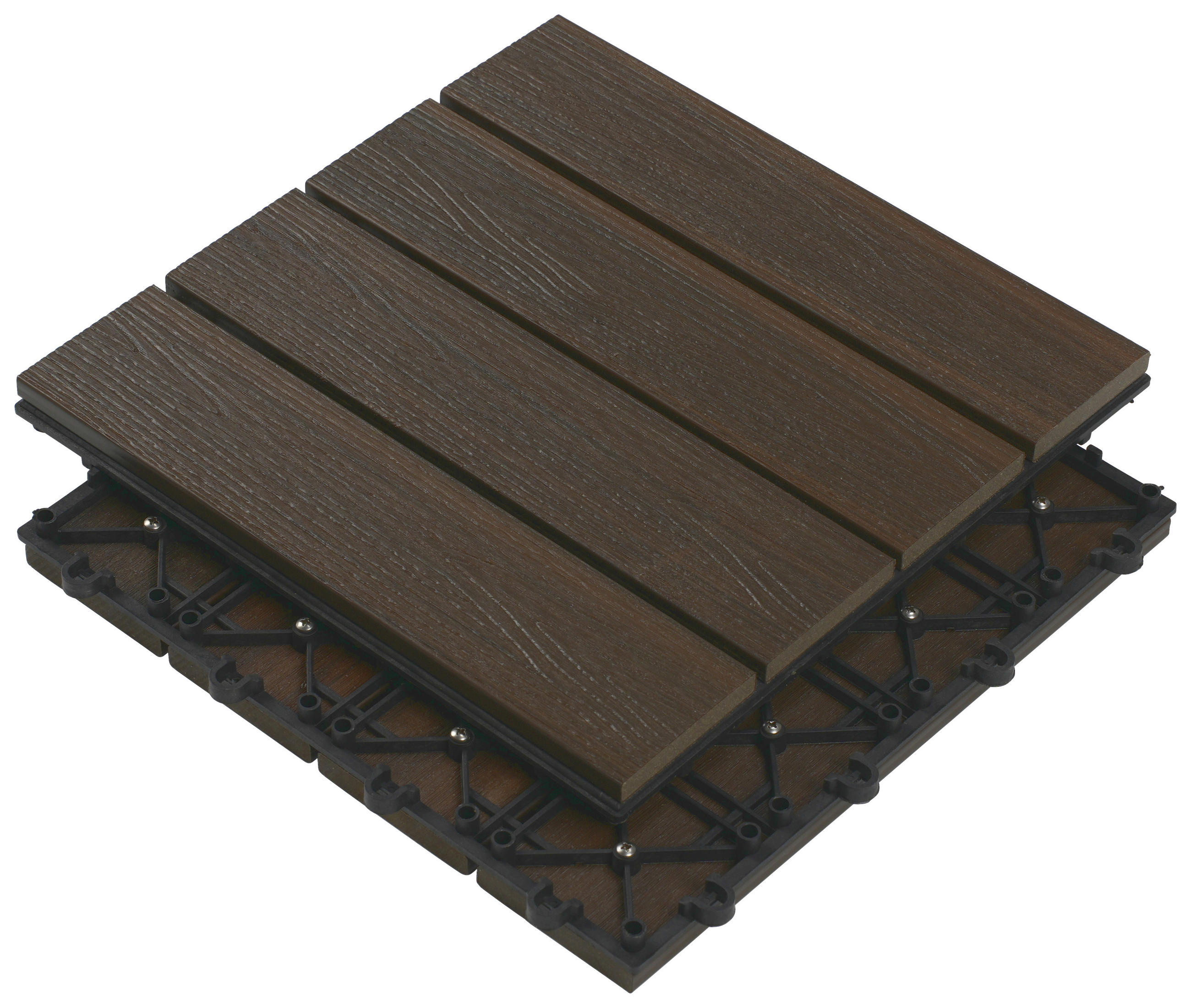 TERRASSENFLIESE 11 Stück  - Braun, Design, Holzwerkstoff (30/30/2,4cm) - Ambia Garden