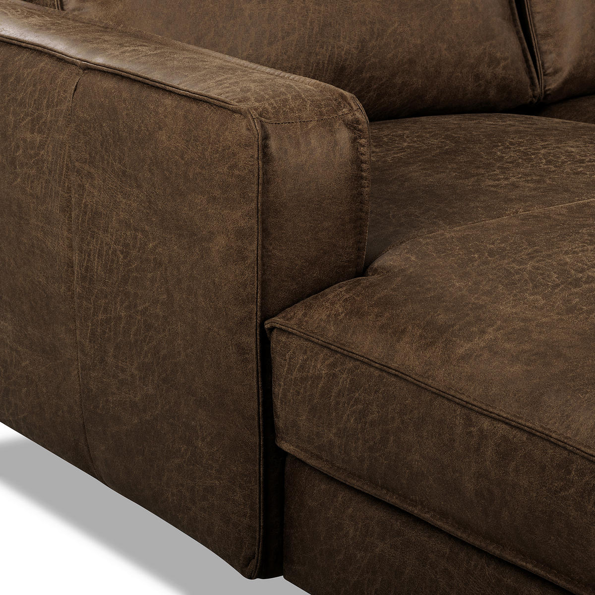 ECKSOFA Dunkelbraun Echtleder Lederlook Rücken echt  - Dunkelbraun, Design, Leder/Textil (166/238cm) - Livetastic