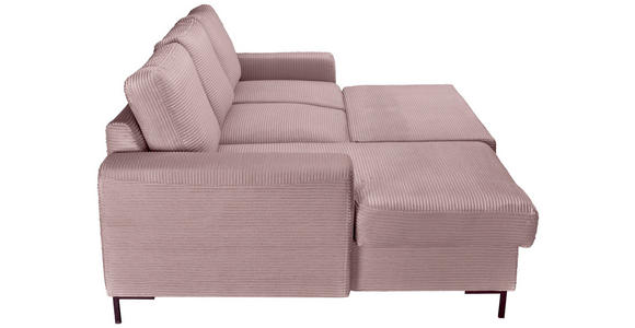 ECKSOFA Altrosa Cord  - Schwarz/Altrosa, KONVENTIONELL, Textil/Metall (150/240cm) - Carryhome