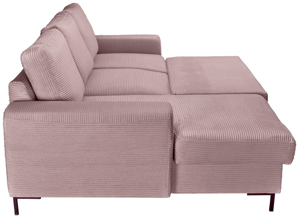 ECKSOFA Altrosa Cord  - Schwarz/Altrosa, KONVENTIONELL, Textil/Metall (150/240cm) - Carryhome