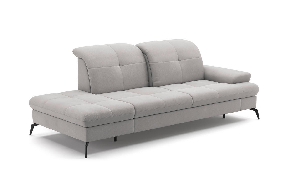 RÉCAMIERE in Flachgewebe Silberfarben  - Silberfarben/Schwarz, Konventionell, Textil/Metall (231/90/122cm) - Sit & More