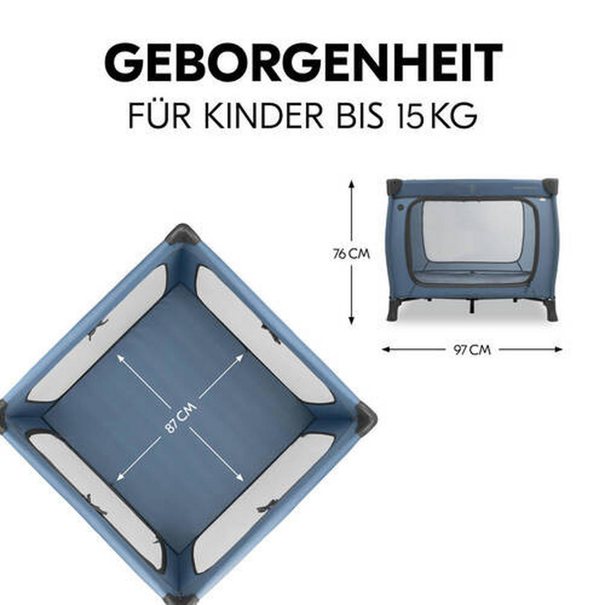 REISEBETT Sleep N Play SQ Set Blau  - Blau, Basics, Kunststoff/Textil (97/76/97cm) - Hauck