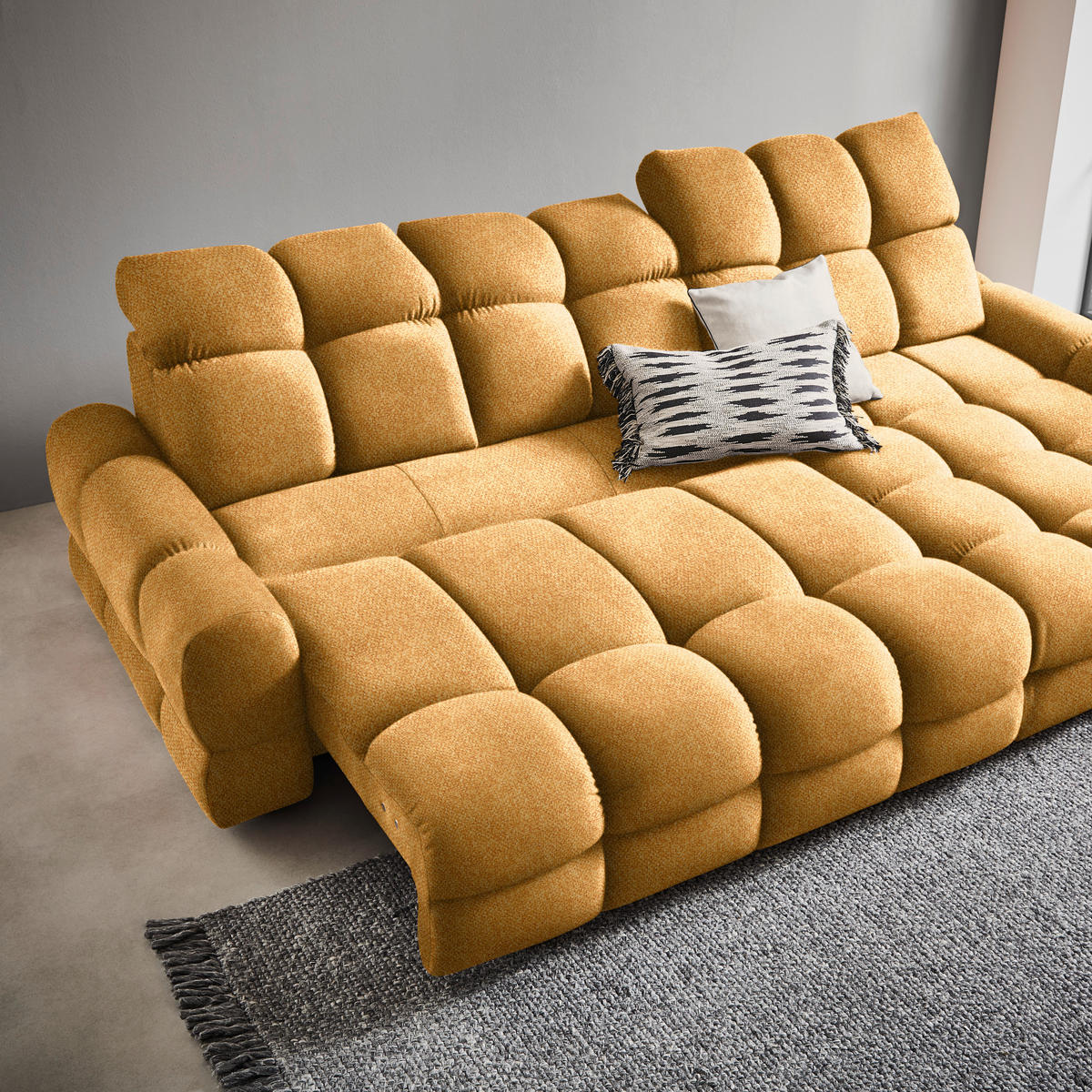 HÖRNSOFFA i velour currygul  - currygul/svart, Design, textil/plast (283/178cm) - Welnova
