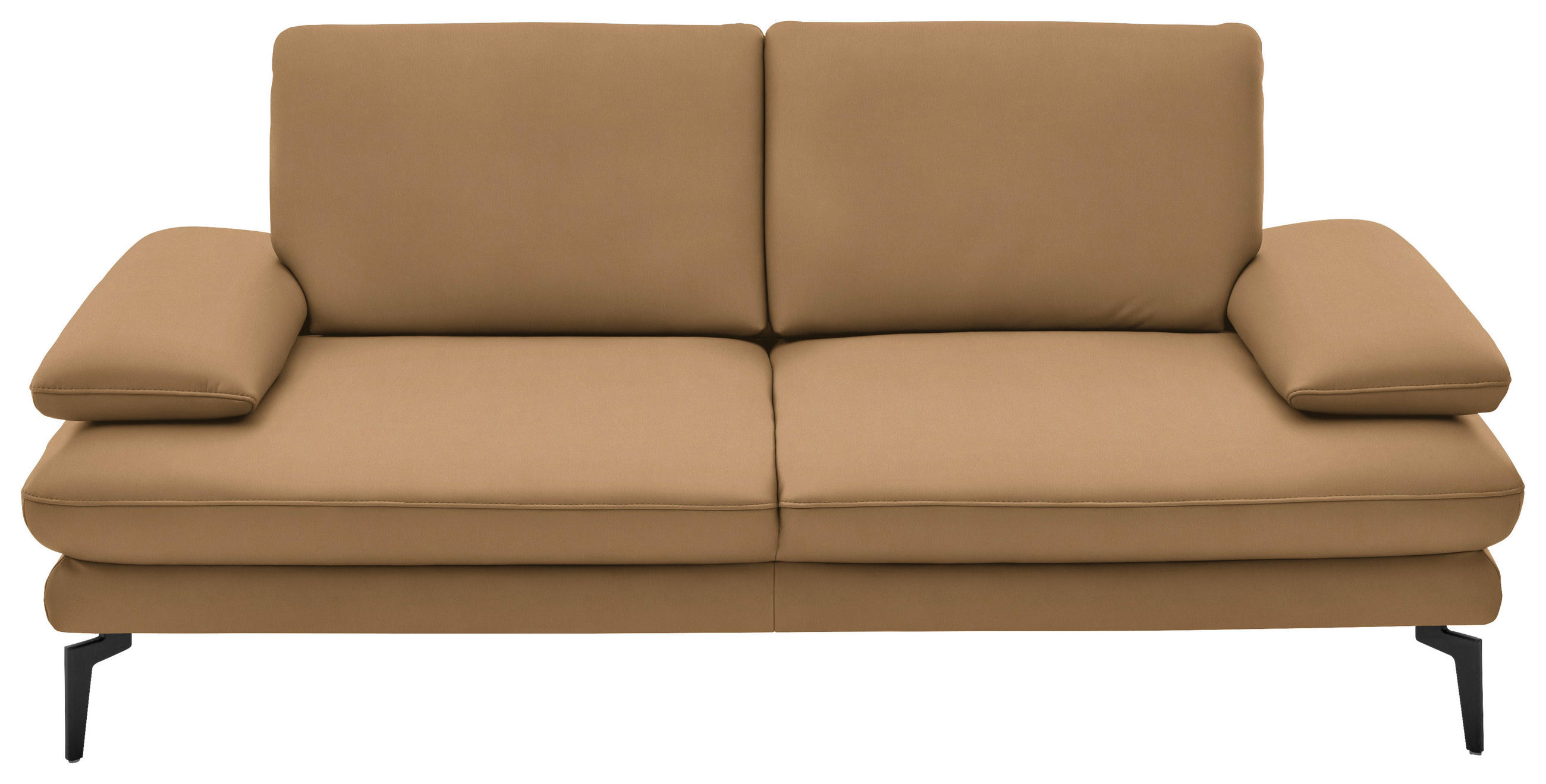 2,5-SITZER in Echtleder Honig  - Schwarz/Honig, Design, Leder/Metall (196/86/104cm) - Dieter Knoll