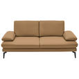 2,5-SITZER  in Echtleder Honig   - Schwarz/Honig, Design, Leder/Metall (196/86/104cm) - Dieter Knoll