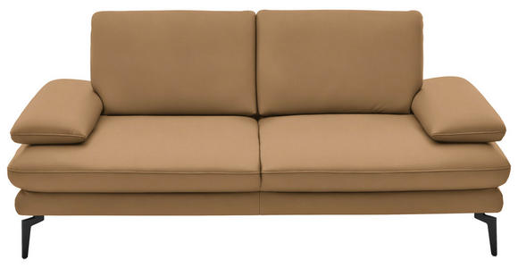 2,5-SITZER  in Echtleder Honig   - Schwarz/Honig, Design, Leder/Metall (196/86/104cm) - Dieter Knoll