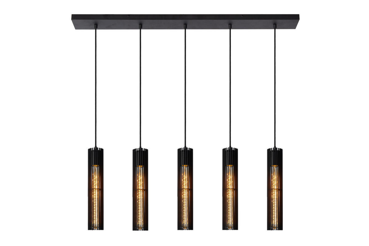 PENDELLEUCHTE Lionel 100/11/180 cm   - Schwarz, Design, Metall (100/11/180cm) - Lucide