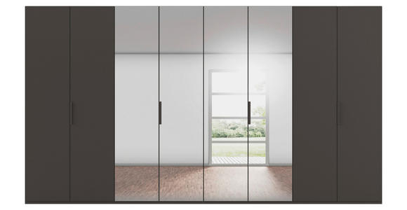 DREHTÜRENSCHRANK 400/223/61 cm,  in Graphitfarben, 8-türig  - Graphitfarben, Basics, Glas/Holzwerkstoff (400/223/61cm) - Novel