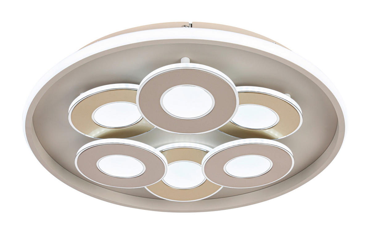 LED-DECKENLEUCHTE Ilok 50/5 cm  - Sandfarben/Chromfarben, Design, Kunststoff/Metall (50/5cm) - Novel