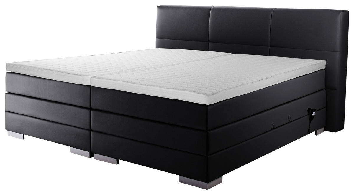 BOXSPRINGBETT 180/200 cm  in Schwarz  - Silberfarben/Schwarz, MODERN, Holzwerkstoff/Textil (180/200cm) - Livetastic