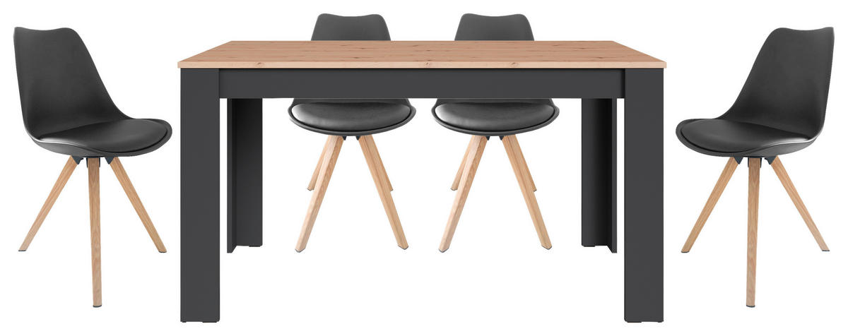 TISCHGRUPPE Anthrazit, Eiche Artisan  - Eichefarben/Anthrazit, MODERN, Kunststoff/Metall - MID.YOU
