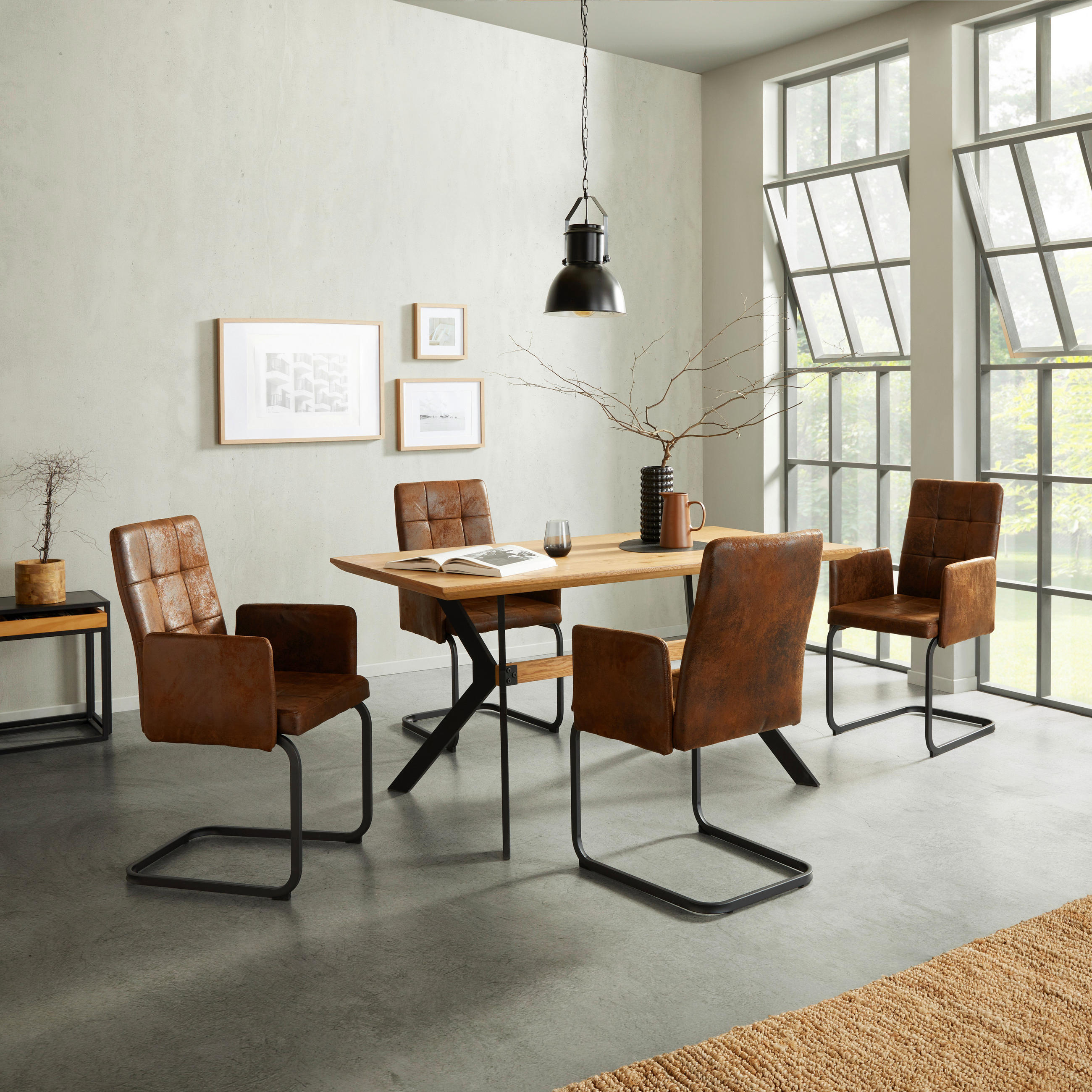 ARMLEHNSTUHL in Eisen Webstoff - Schwarz/Braun, MODERN, Textil/Metall (52/91/59,5cm) - MID.YOU