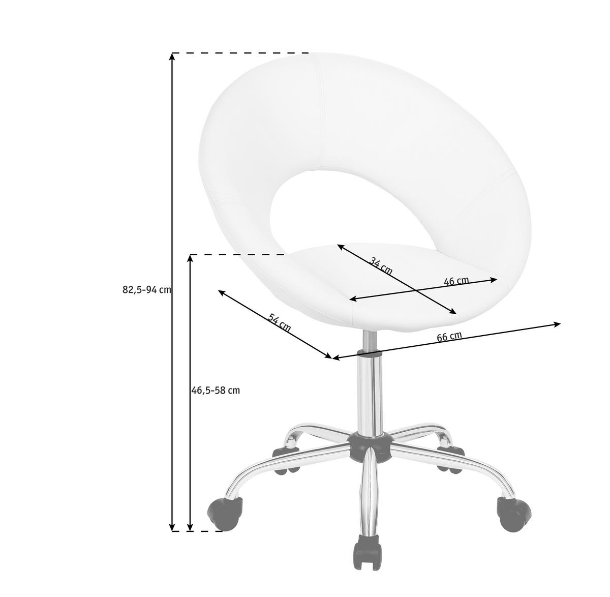 Scaun birou tineret - alb/culoare crom, Design, plastic/metal (68/84-96/56cm) - Carryhome