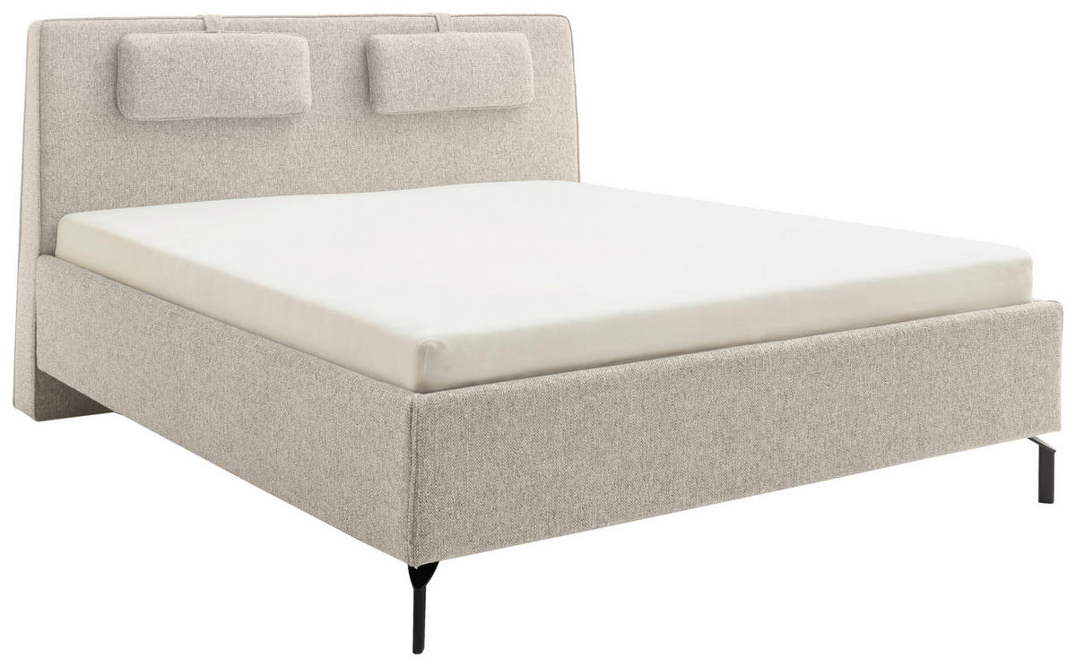 POLSTERBETT Beige 180/200 cm  - Beige/Schwarz, Design, Textil/Metall (180/200cm) - Schöner Wohnen