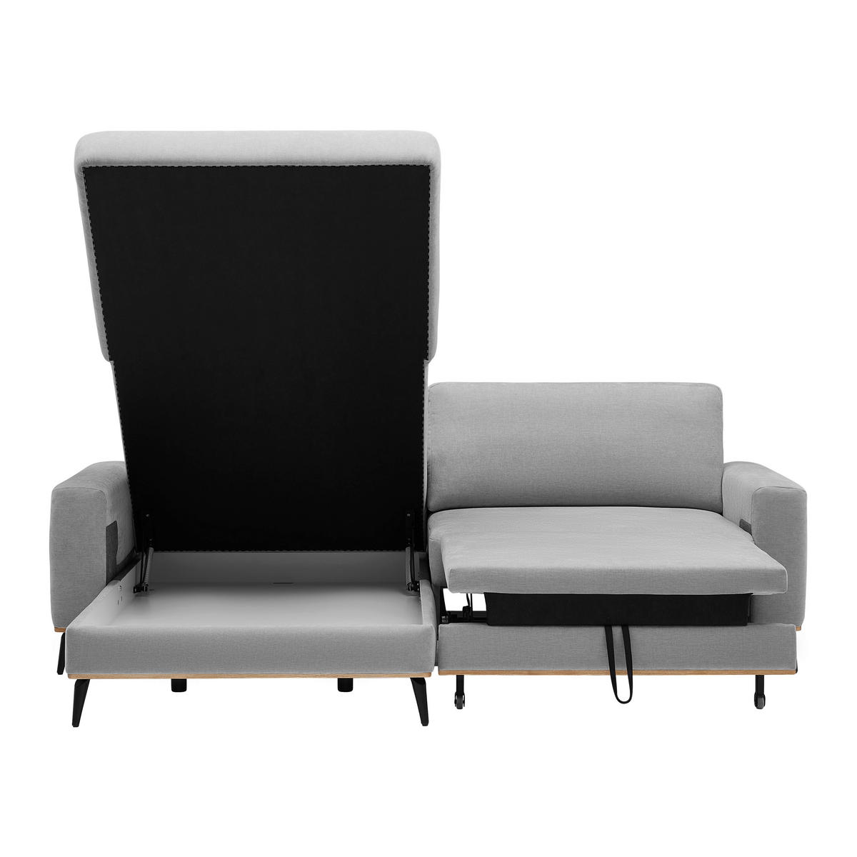 ECKSOFA Chenille Hellgrau  - Hellgrau/Schwarz, Konventionell, Holz/Textil (167/87/234cm) - MID.YOU