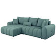 ECKSOFA in Velours Petrol  - Petrol/Schwarz, KONVENTIONELL, Kunststoff/Textil (168/298cm) - Carryhome
