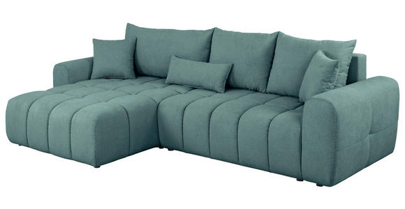 ECKSOFA in Velours Petrol - Petrol/Schwarz, KONVENTIONELL, Kunststoff/Textil (168/298cm) - Carryhome