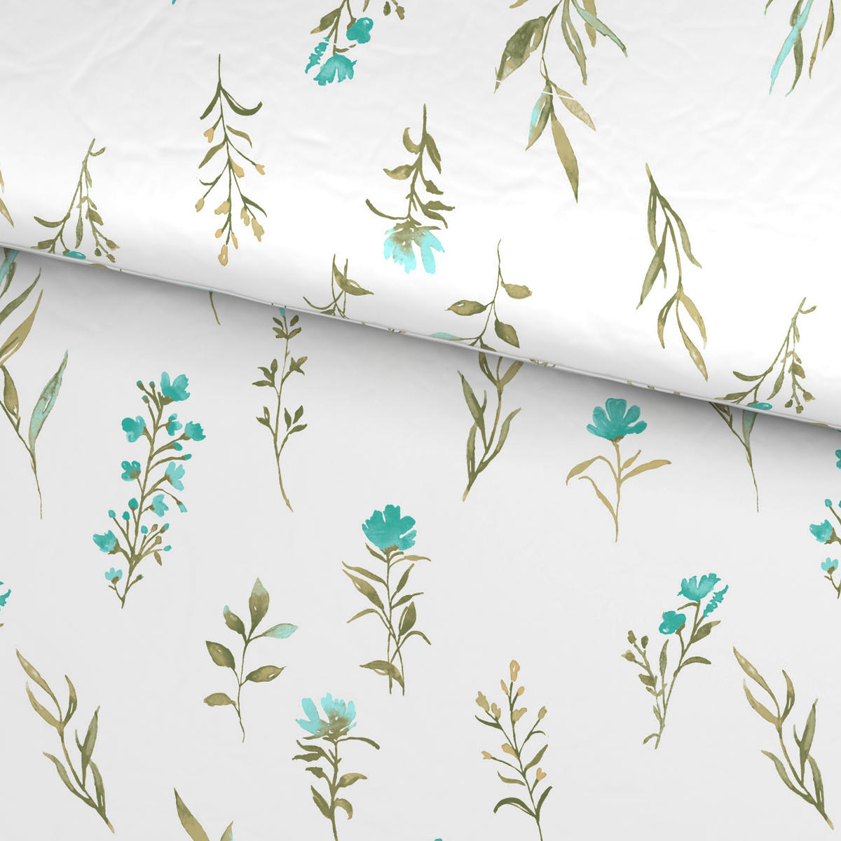 POSTELJINA 200/200 cm  Mavie  - bijela/tirkizna, Konvencionalno, tekstil (200/200cm) - Novel